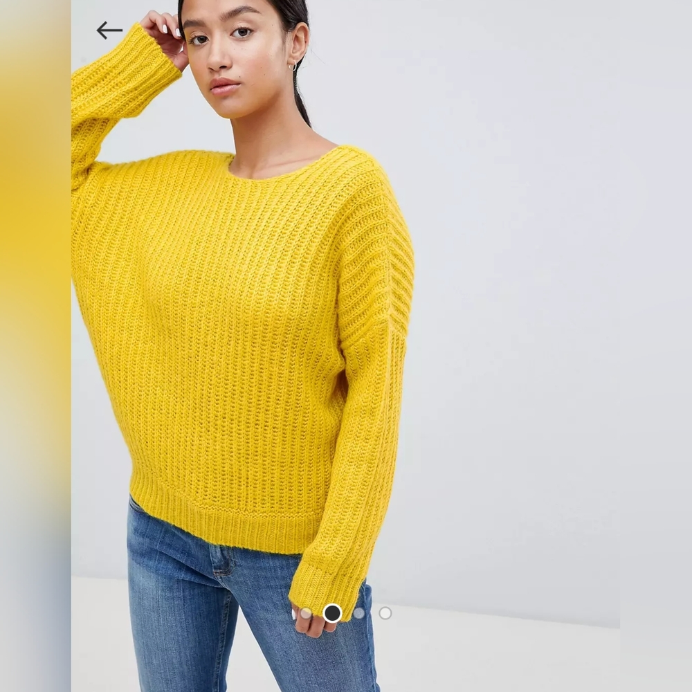ASOS Design Petite Chunky Sweater with V Back